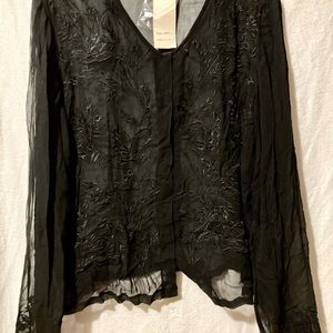 Vintage 1970 Karavan 100% Silk Sheer Top NWT